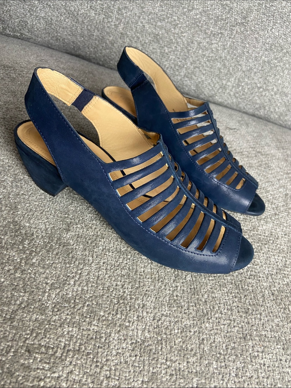 Nurture by Lamaze Navy Strappy Slingback Low Block Heel Sandals